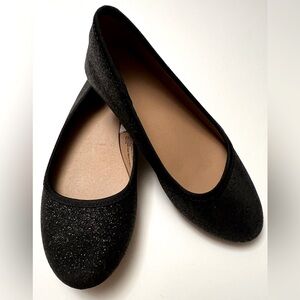 Girls Sparkly Black Ballet Holiday Flats Wedding Party Celebration Size 13